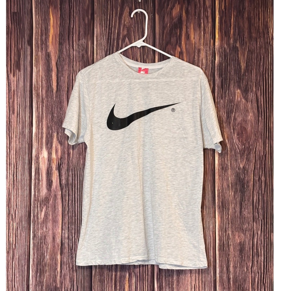 Nike T Shirt Mens XL Heather Gray Swoosh Logo Slub Knit Short Sleeve Tee